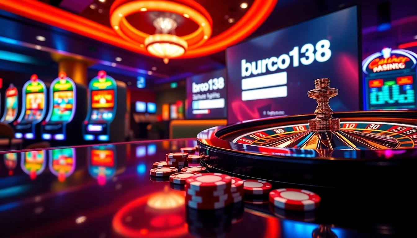 Experience the excitement of online gambling with a focus on bro138 login in a luxurious casino setting.