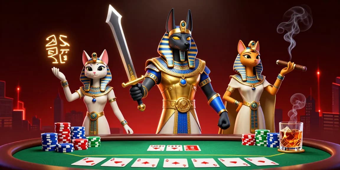 Engage in thrilling betting with fairplay24 featuring an ancient Egyptian warrior and poker elements.