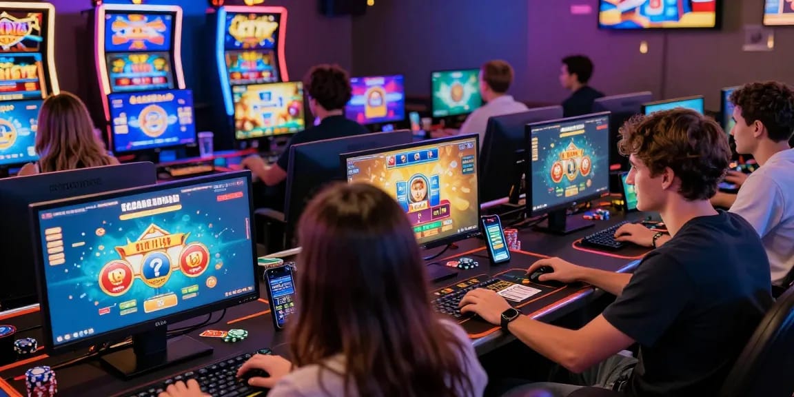 Players experiencing the thrill of 68gamebai online casino games in a vibrant, engaging environment.