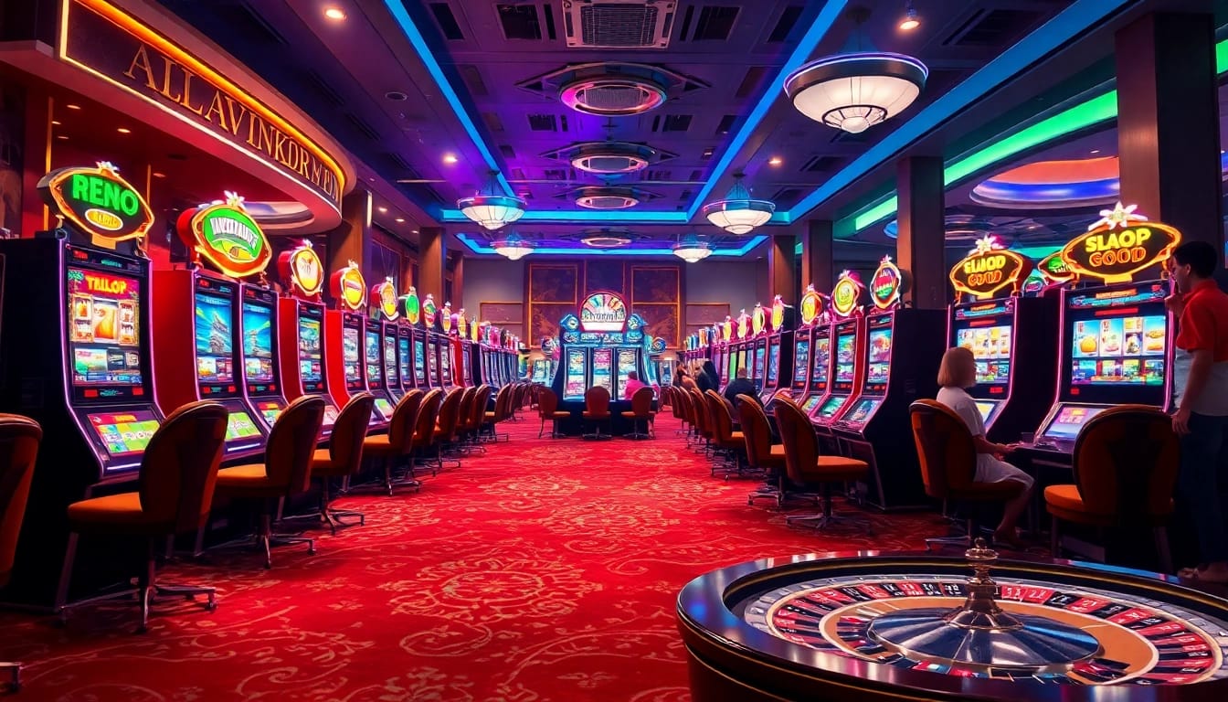 Players engaging intensely with Slot gacor machines in a luxurious casino environment.