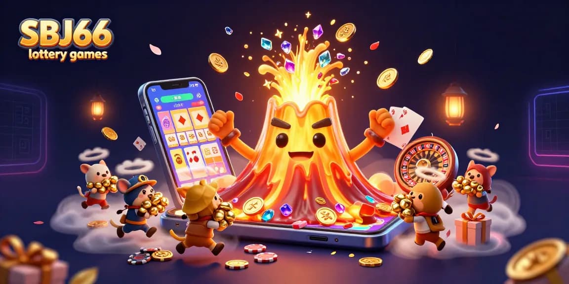 Engage with SBJ66 lottery games through an exciting 3D rendering featuring spinning reels and winnings.