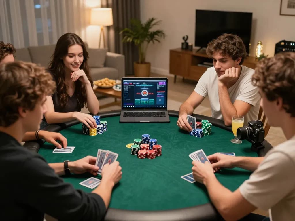 Players strategizing in a thrilling nagapoker game during an exciting home poker night.