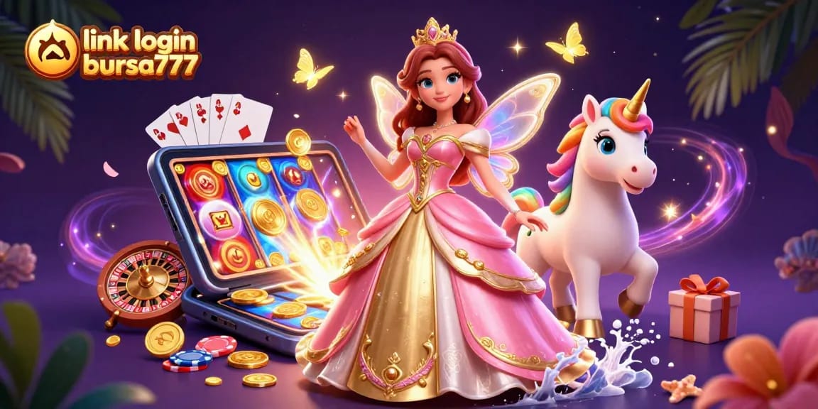 Experience excitement with link login bursa777 in this vibrant 3D casino illustration.