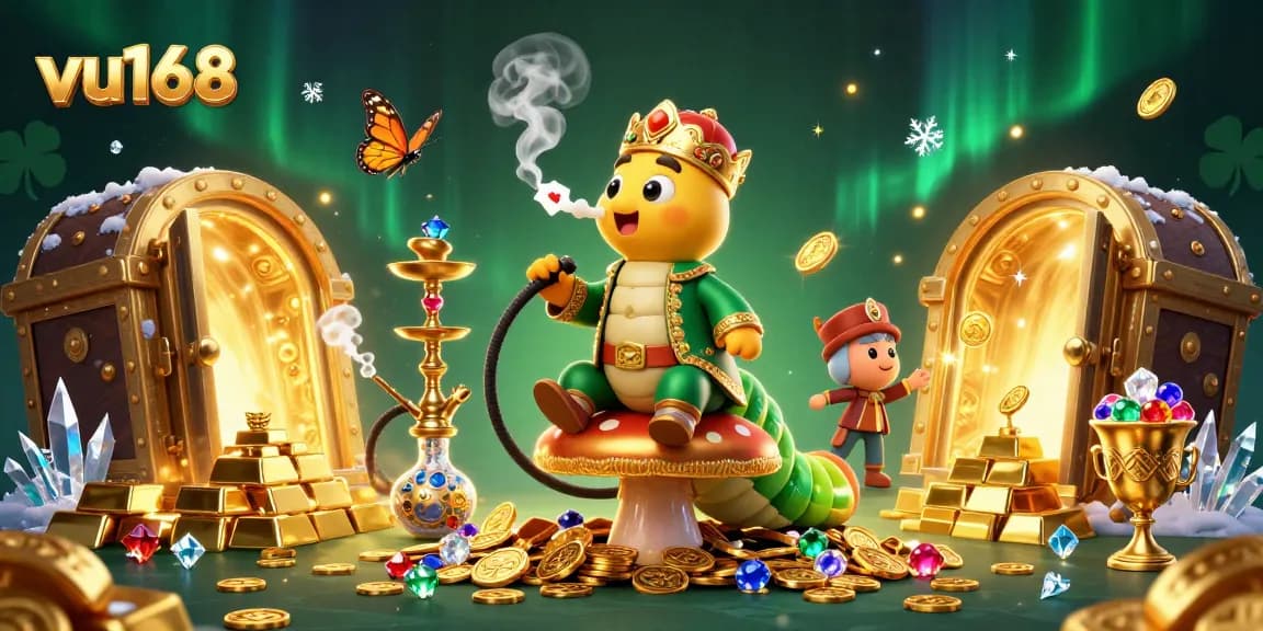 Experience exciting gaming at vu168 with a vibrant illustration of a whimsical casino-themed world.