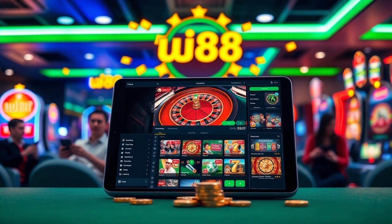 Experience uu88's secure online betting interface with vibrant game displays and engaging players.