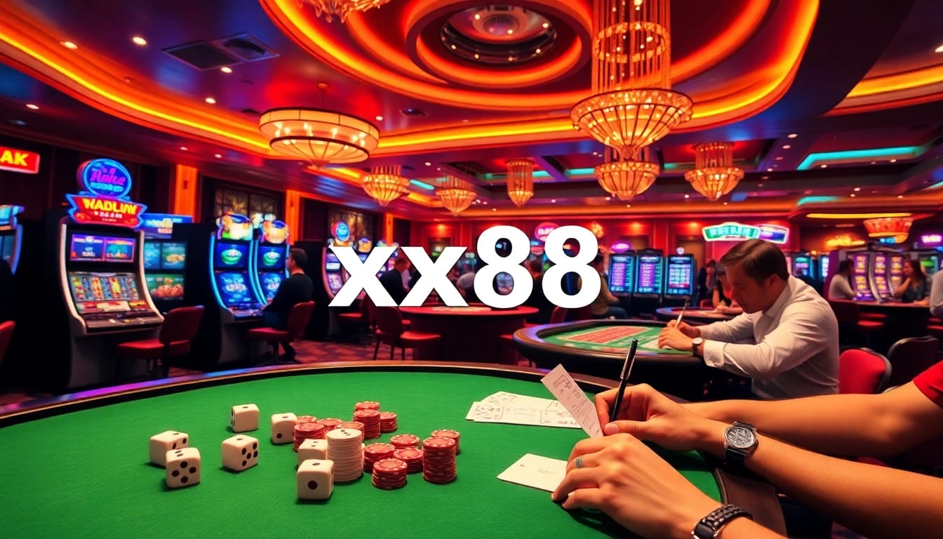 Experience the excitement of gambling at xx88 with vibrant gaming elements and enthusiastic players.