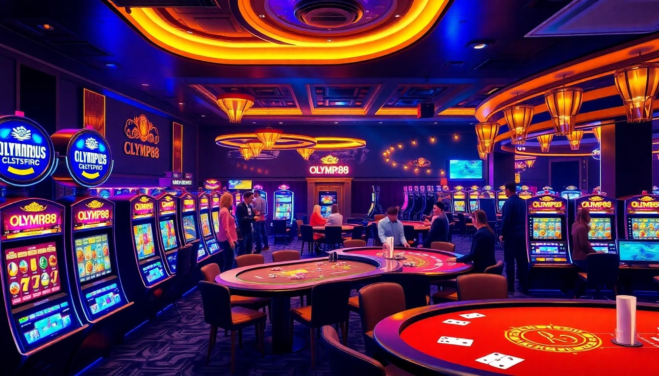 Experience the excitement of winning at OLYMPUS88 with vibrant slot machines and casino tables.