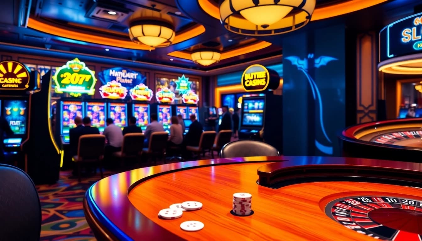 Experience exhilarating gameplay at Batman138 slots with vibrant machines and high-stakes action.