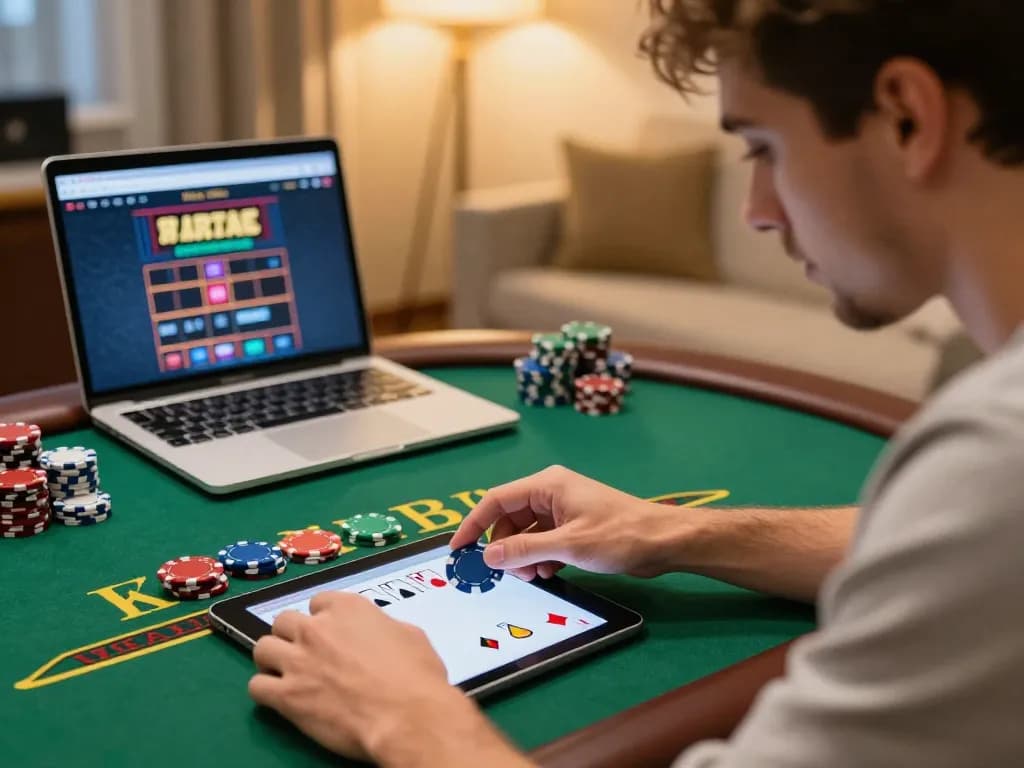 Engage with soc88 online blackjack strategy while playing on tablet in cozy home setting