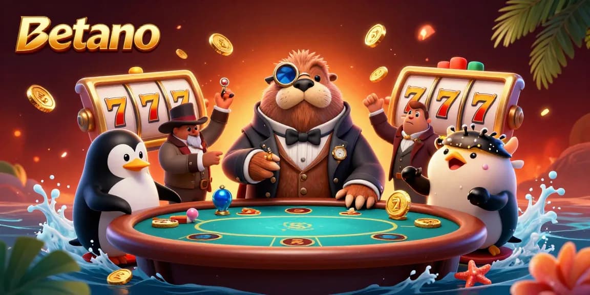 Experience exciting casino gaming at Betano with a walrus, penguin dealer, and pufferfish in vibrant underwater poker.