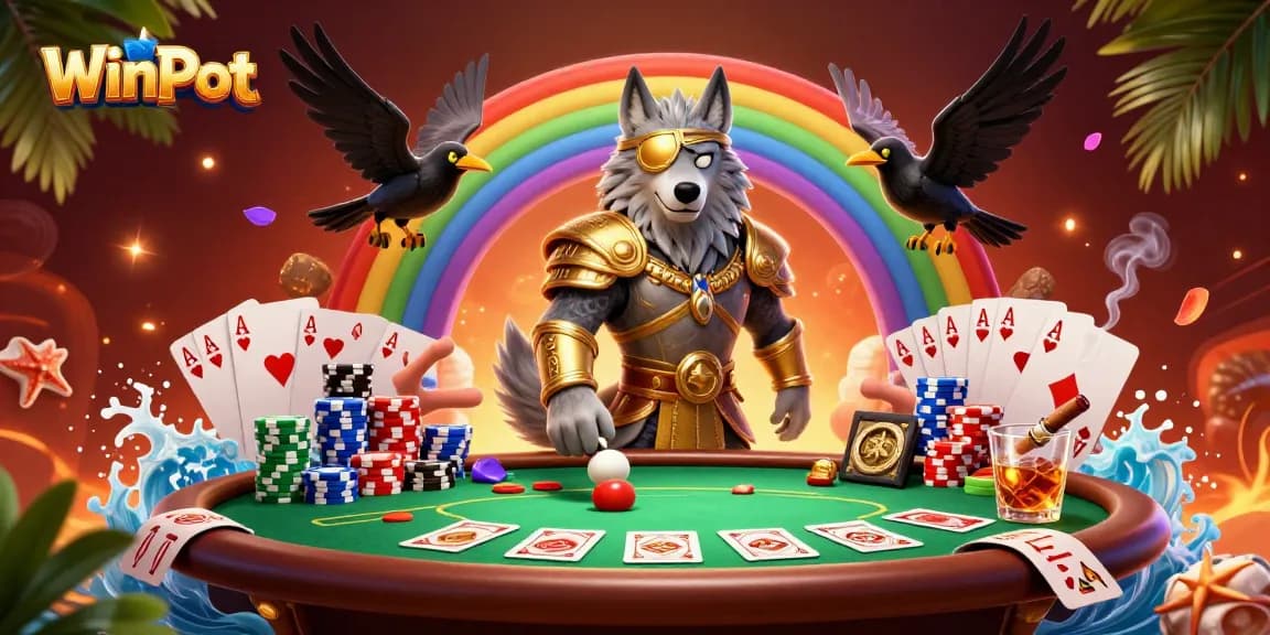 Winpot offers an exciting betting experience with a vibrant 3D casino scene featuring Odin and his ravens.