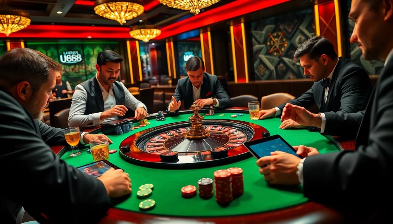 Experience thrilling action at UU88 with vibrant casino gambling at a roulette table.