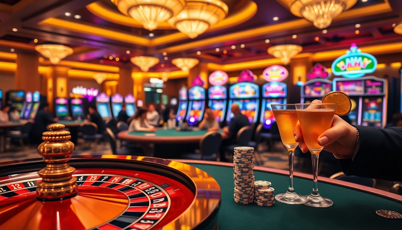 Feel the excitement of SODO as players engage in thrilling casino games under dazzling lights.