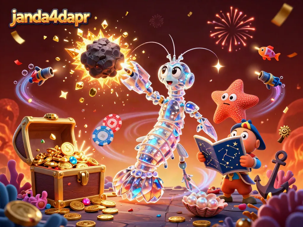 janda4dapr merayakan kemenangan dalam ilustrasi 3D penuh warna dan detail kasino
