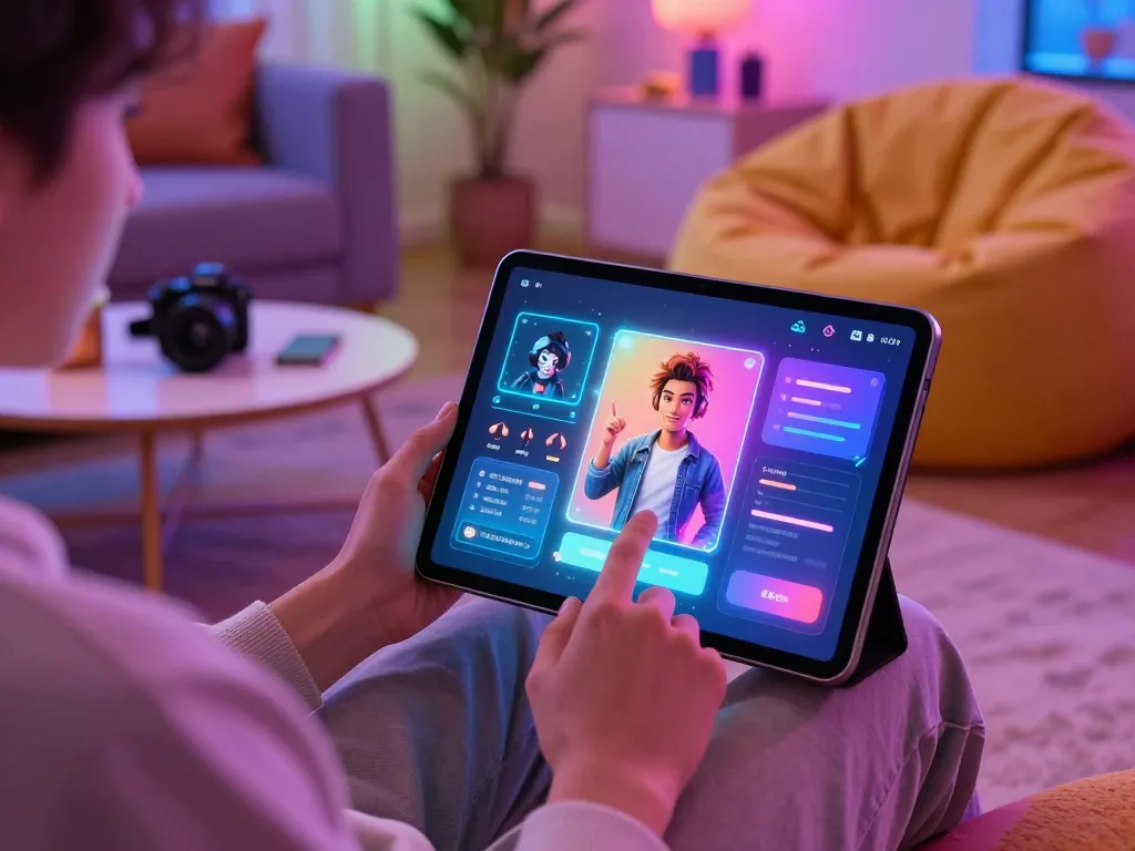 Engaging with nsfw ai character in a vibrant digital interaction scene.