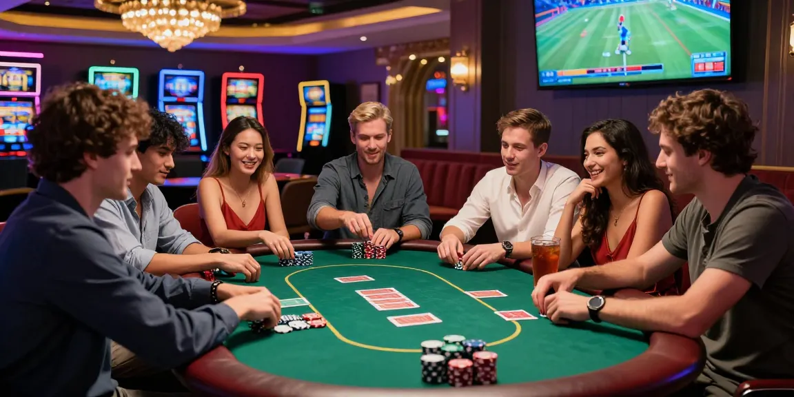 Friends enjoying a lively poker game at lotus365 casino