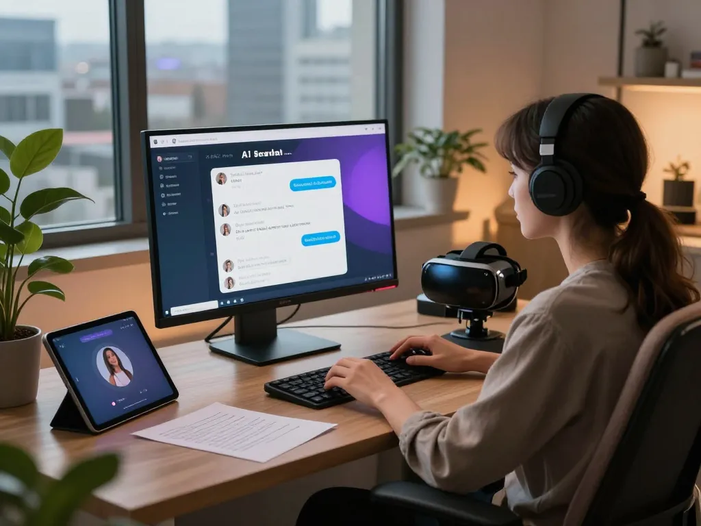 Engaging user experiences with AI sex chat applications in a modern tech workspace.