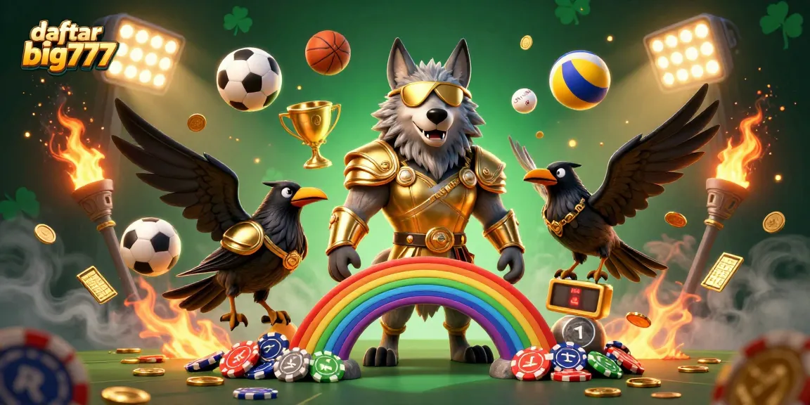 Engage with daftar big777 through interactive sports-themed betting elements in a vibrant casino scene.