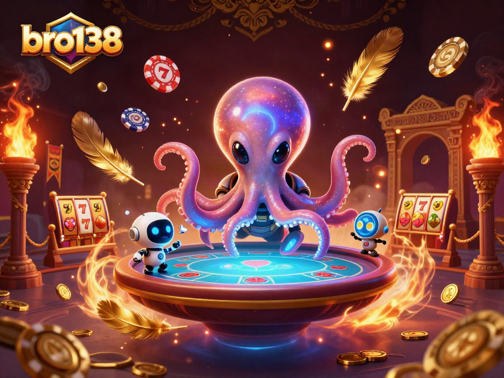 Experience thrilling poker action at bro138 with vibrant alien characters and cosmic elements.