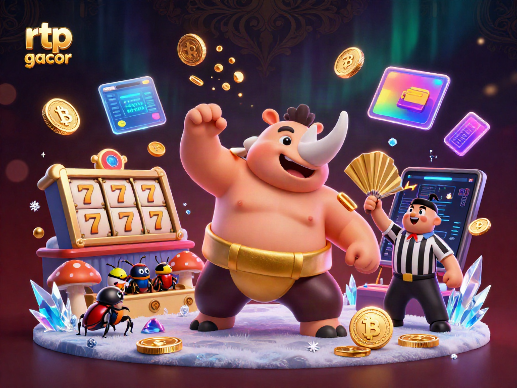 RTP Gacor di slot online dengan ilustrasi 3D yang menarik dan dinamis.