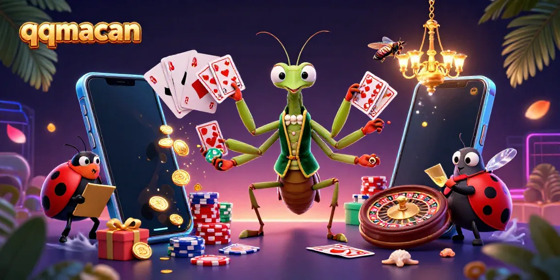 Engage with thrilling gameplay on qqmacan, as vibrant characters and casino elements fill the scene.