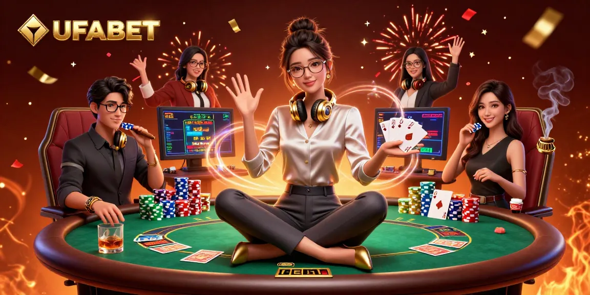 Experience thrilling moments with UFABET, showcasing high-stakes poker and dynamic gaming scenes.