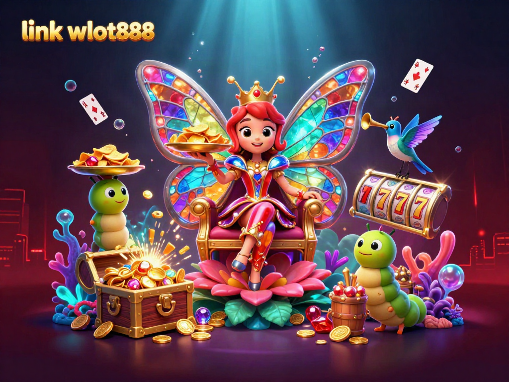 Link wslot888: Gambarlah permainan slot dengan hewan animasi yang cerah dan elemen kasino yang menarik.