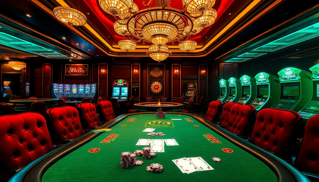 Exciting poker game scene at 68VIP.COM casino highlighting high-stakes action and vibrant atmosphere.