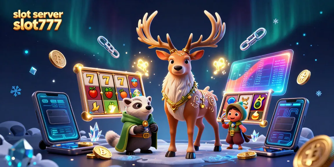 Permainan slot server slot777 dengan simbol keberuntungan dan karakter mistis dalam ilustrasi 3D