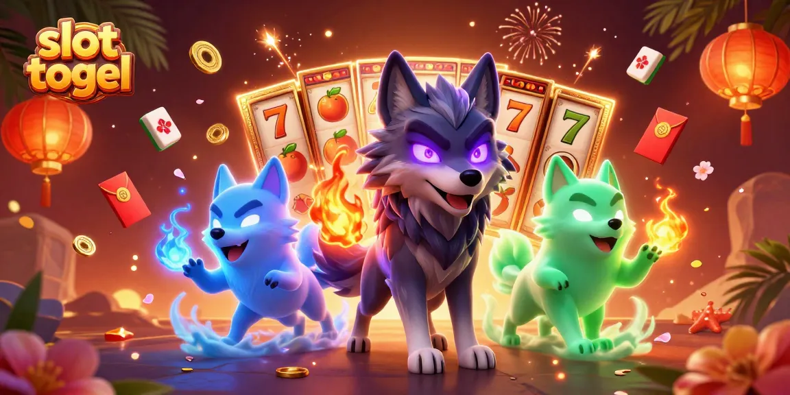 Experience thrilling gameplay with slot togel and captivating 3D wolf characters in a vibrant casino scene.