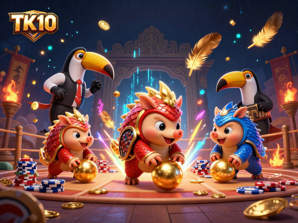 Experience thrilling gameplay on TK10 with rival pangolins competing in a dynamic casino arena.