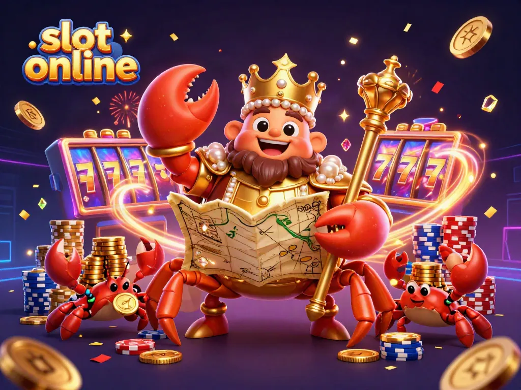 Memenangkan slot online dengan tampilan cerah dari karakter kepiting emas dan chip permainan yang mengesankan.