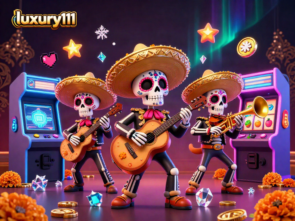 Engage with luxury111 through this vibrant 3D casino scene featuring a lively mariachi band.