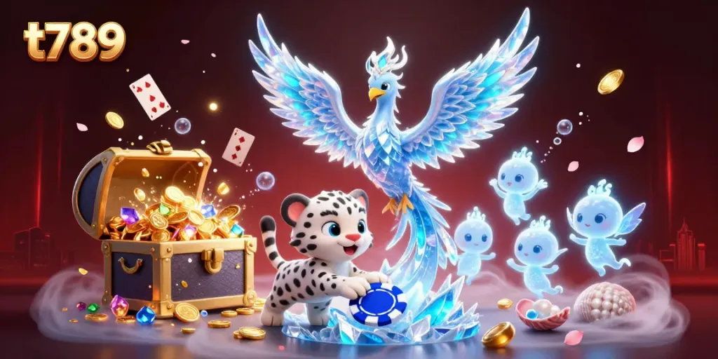 Experience the vibrant energy of t789 with captivating cartoon elements and casino-themed treasures.