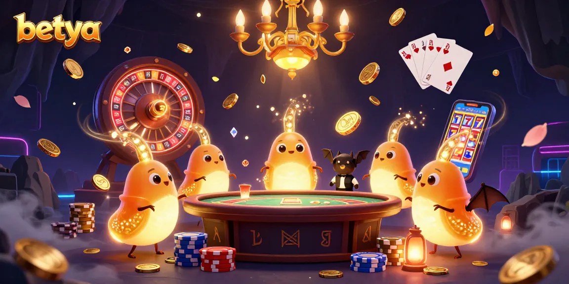 betya's glowing glowworms create a lively sports casino atmosphere with coins and cards