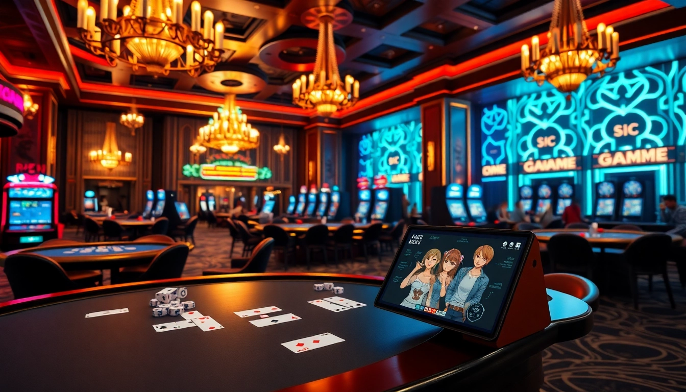 Play an exciting sex game in a luxurious casino atmosphere with vibrant visuals and gambling elements.