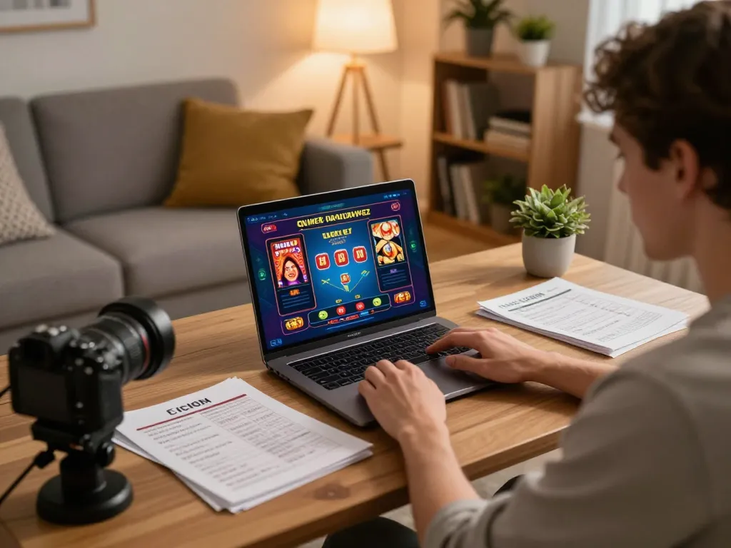 Engaging in online Poker with ku88 on laptop in a cozy home setup.