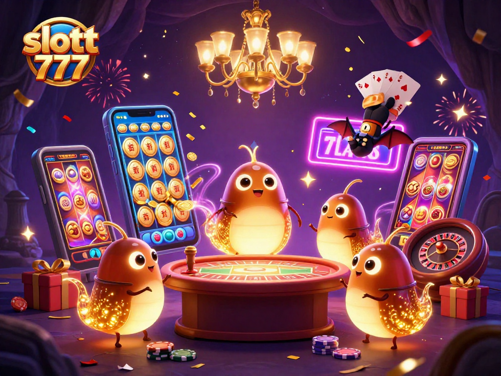 Experience thrilling gameplay at slot777 with vibrant glowworms lighting a magical casino scene.