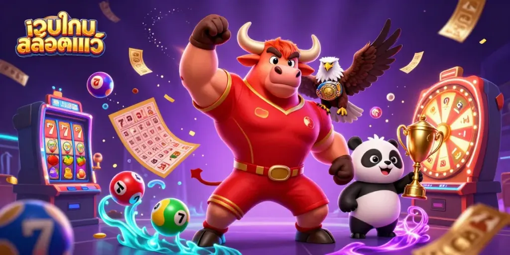 Celebrate winning moments with a lively scene showcasing เว็บเกมสล็อตแท้ characters and dynamic gaming elements.