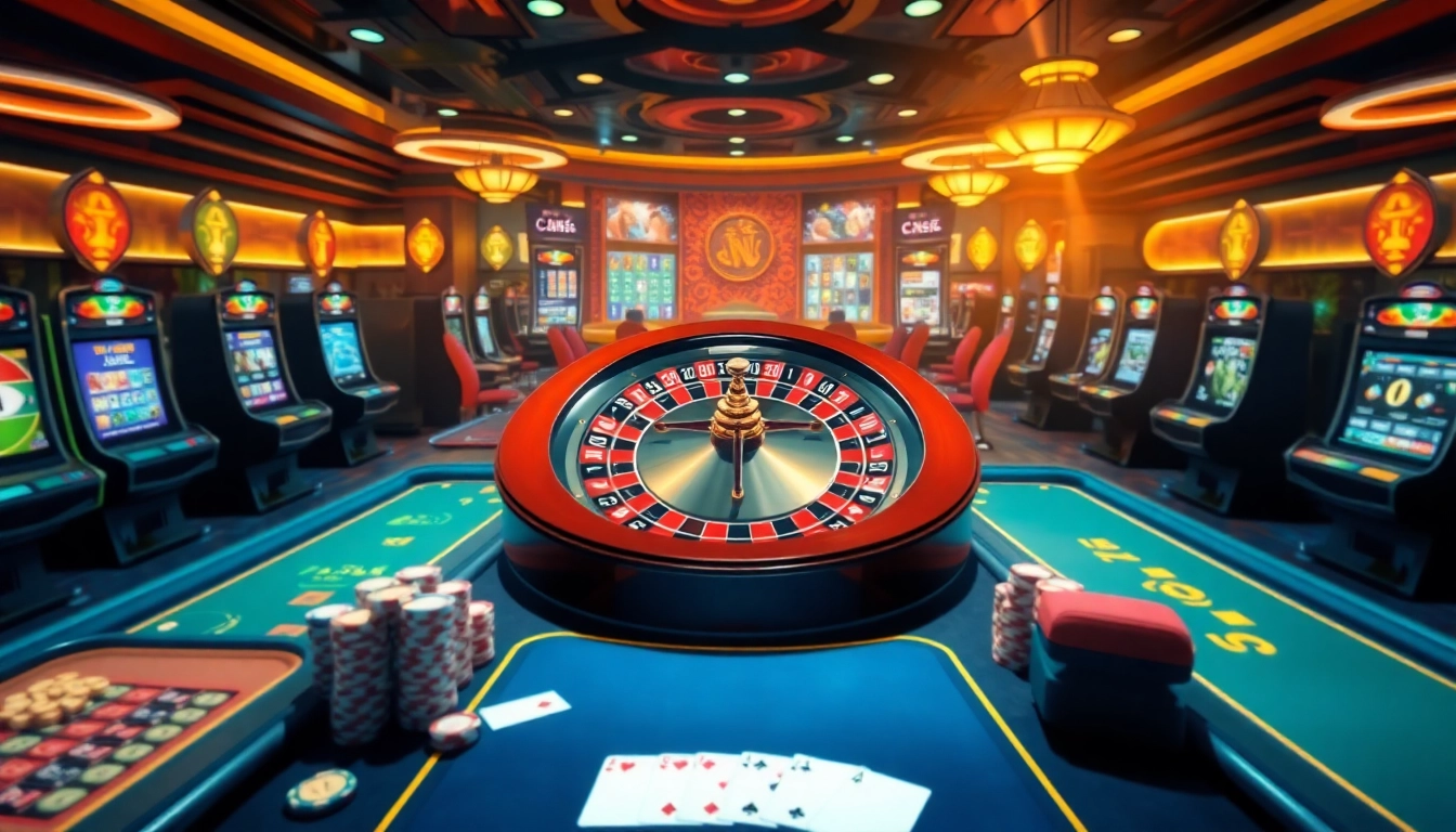 Experience thrilling online gambling with https://xx88csn.com/, showcasing vibrant slot machines and casino tables.