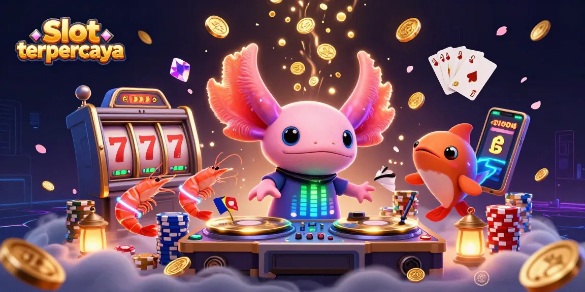 Slot terpercaya menghadirkan pengalaman menarik dengan DJ axolotl neon dan poker chips berkilau.