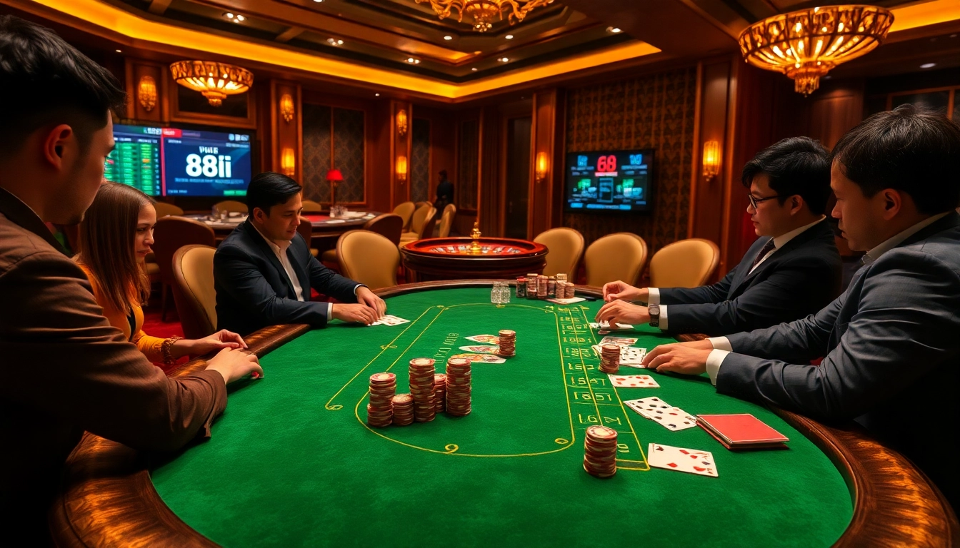 88i blackjack gameplay at a luxurious casino table with vibrant colors and professional ambiance.