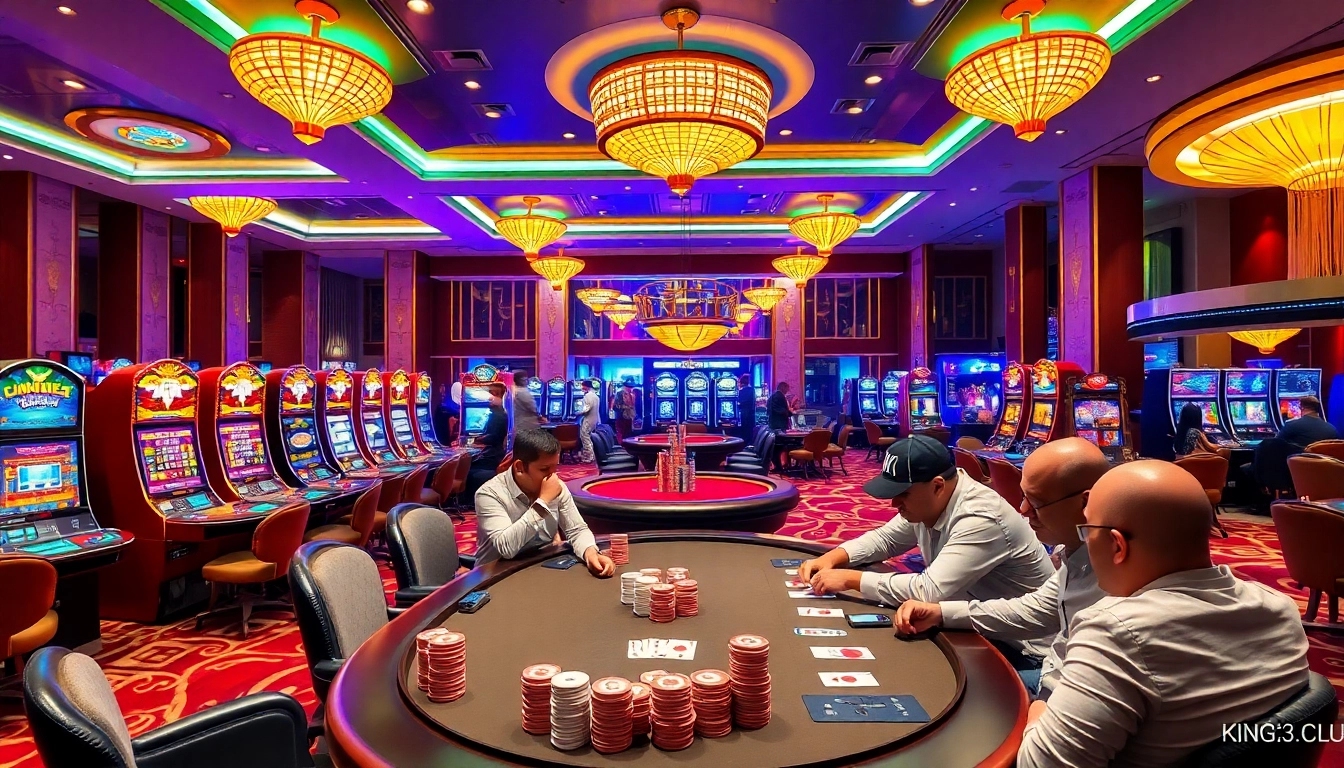 Engaged players enjoying a thrilling experience at king333.club's luxurious casino.