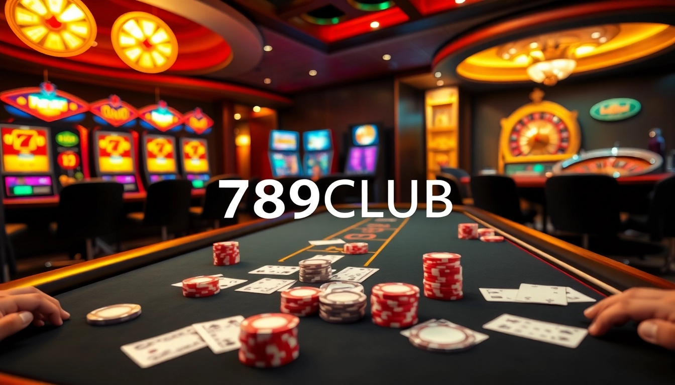 Experience the excitement of 789CLUB at a luxurious casino poker table filled with high-stakes action.
