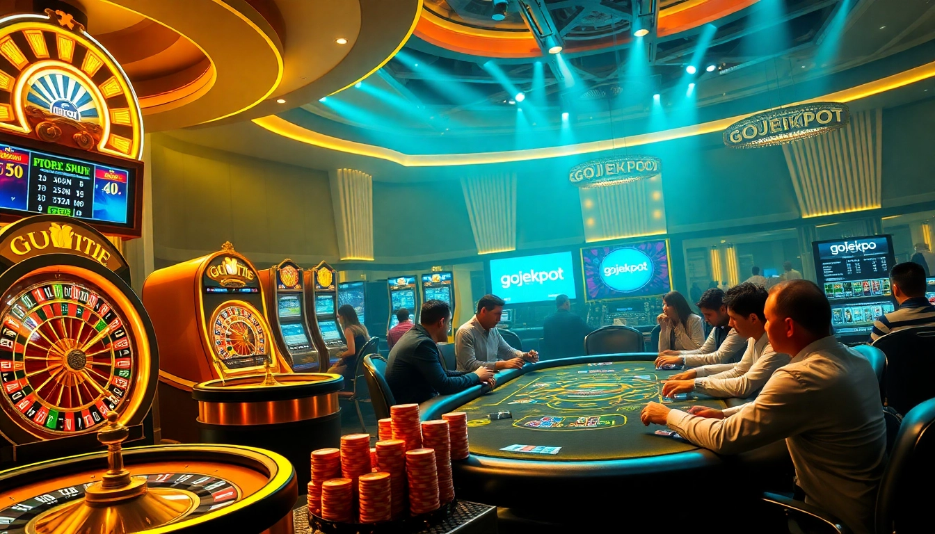 Experience the excitement of gojekpot gaming with vibrant slot machines and lively poker action.