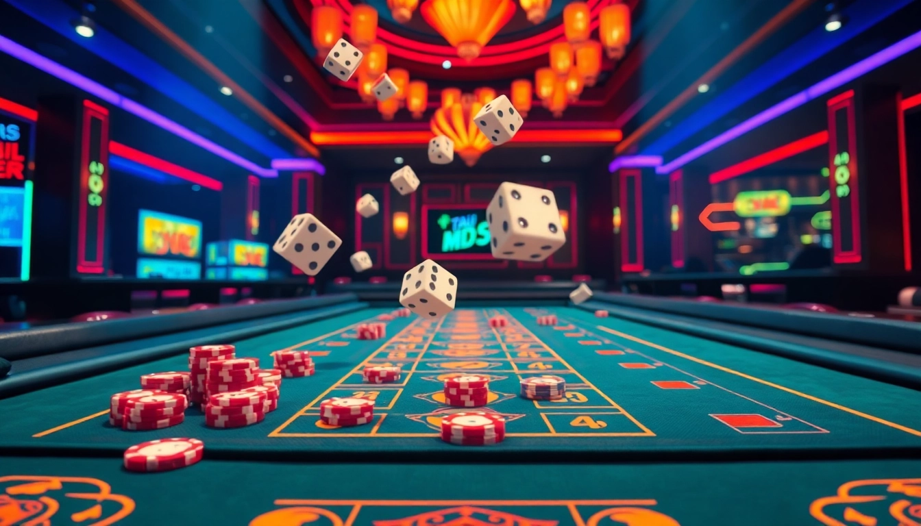 Exciting Tài Xỉu MD5 gameplay with dynamic dice visuals and vibrant casino atmosphere.