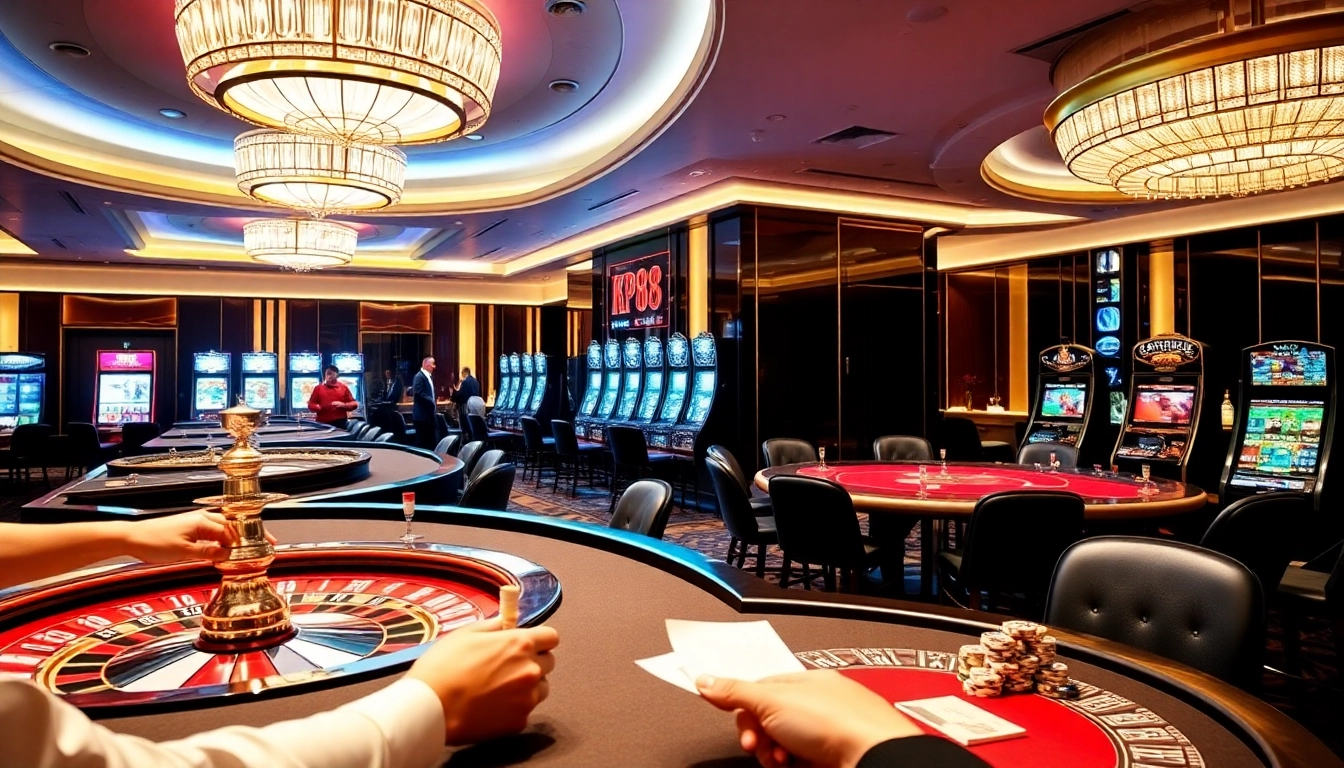 Experience thrilling gambling action at KP88 with vibrant casino gaming tables.