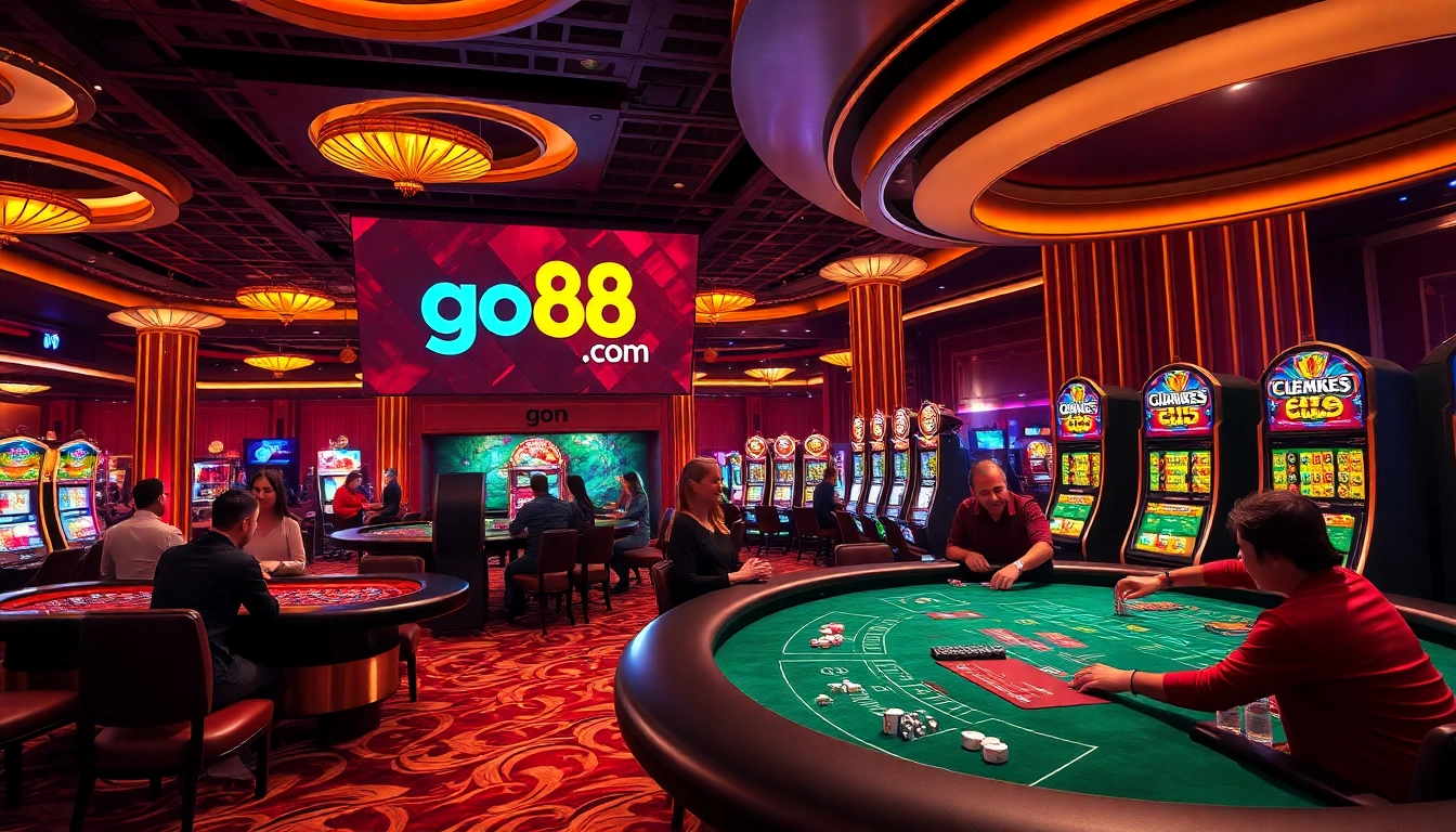 Experience thrilling gameplay at go88 com with vibrant casino tables and excited players.