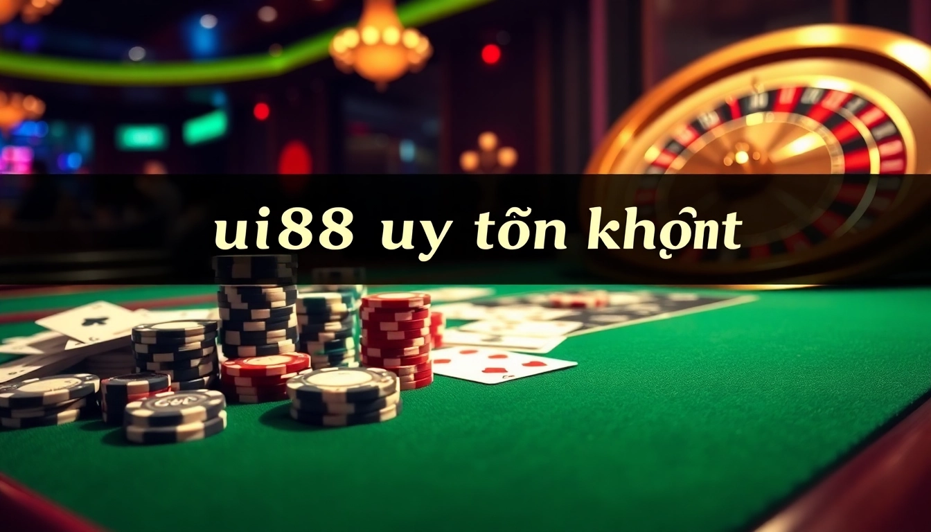 Experience the thrill of uu88 uy tín không at a luxurious casino table with poker chips and roulette.