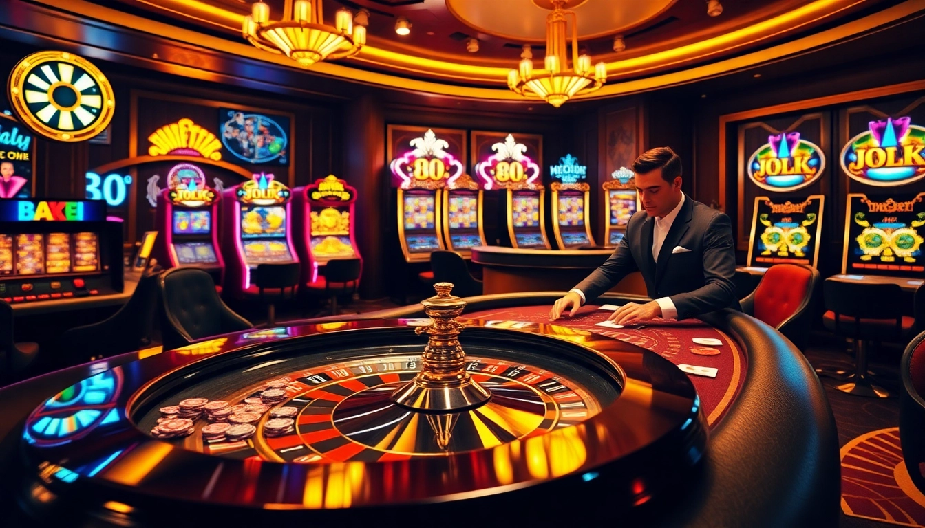 Experience the excitement of casino gaming with 88i, featuring poker tables and vibrant slot machines.